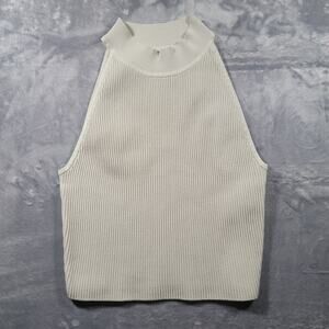 Aritzia Cream Ribbed Sleeveless Blouse